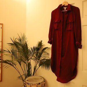 Burgondy Wine Shirt Dress / H&M